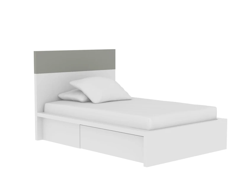 TemaHome Wood Honeycomb Panel Bed Twist for Mattress 120 x 200 cm with Pure White Matte/Grey Matte, 142 x 211 x 38/120 cm, White