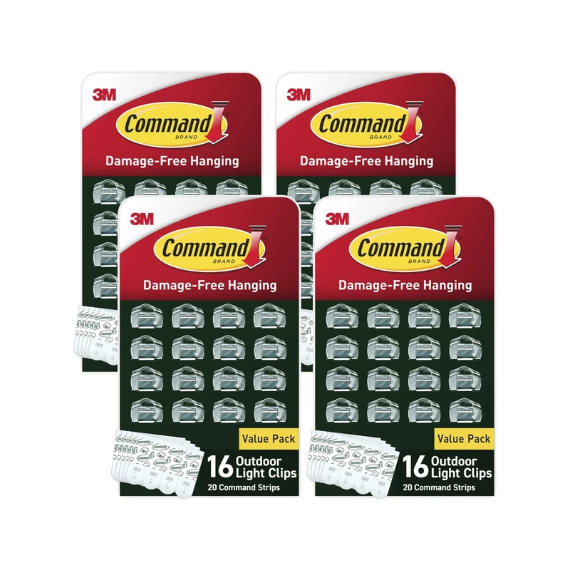3M 17017CLR-AW Outdoor Light Clips, Foam Strip, Clear, 16-Pk. - Quantity 4 - Image 1