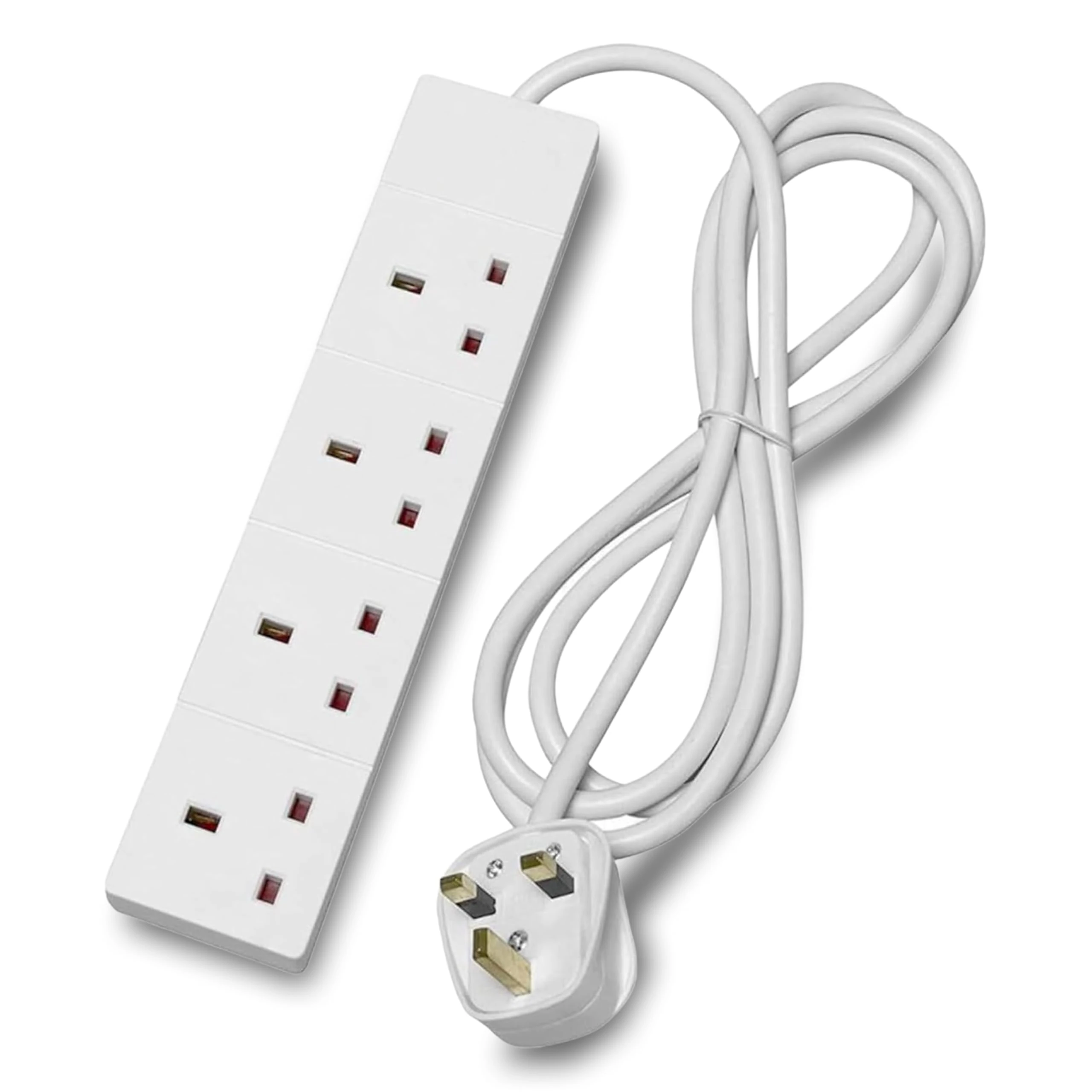 STATUS 4 Way Socket Extension Lead, 1m Cable Multi-Plug Power Strip for Home & Office Use, Wall Mountable in White (4WS1M20)