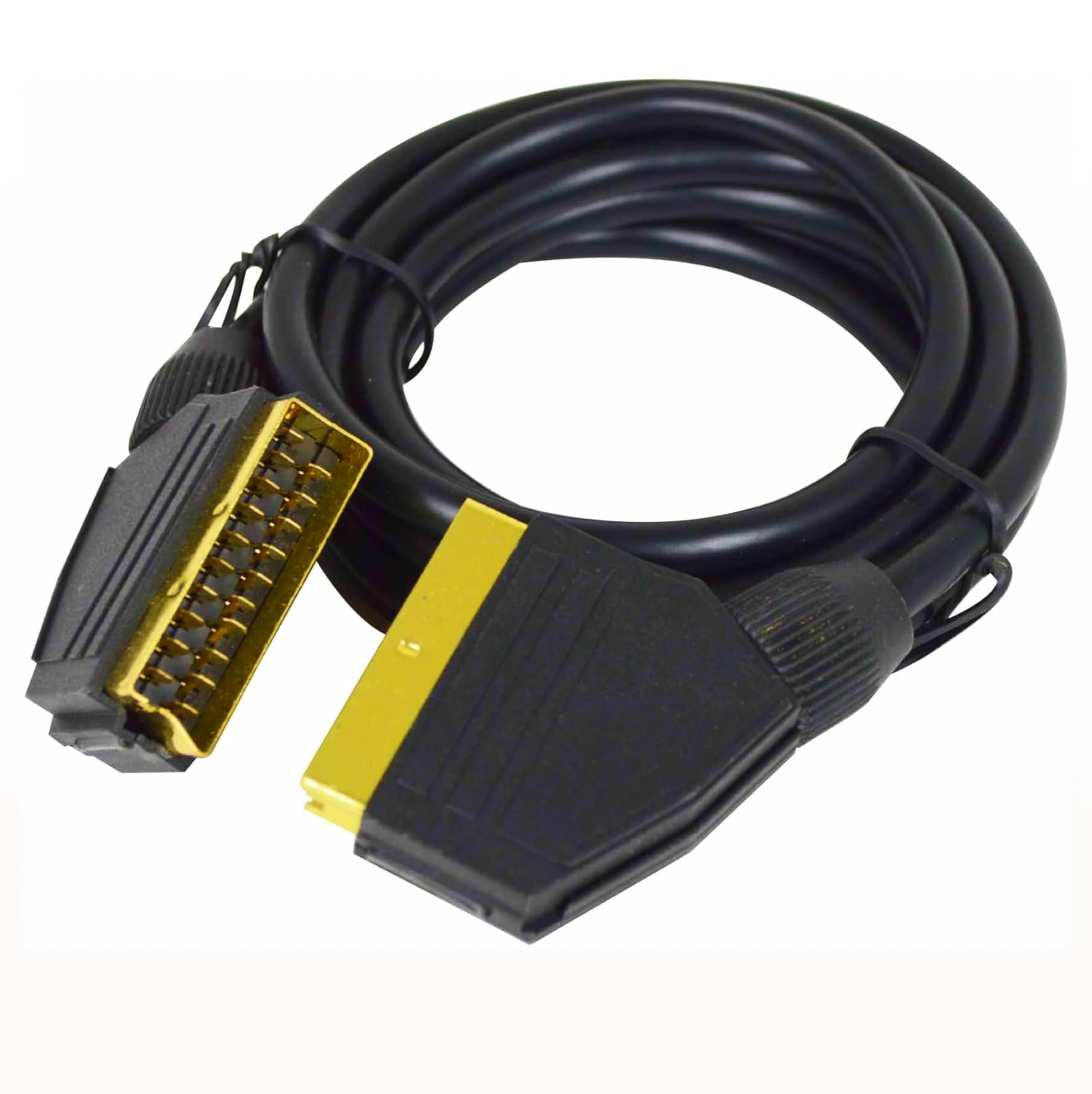 Status 2m Scart Lead, 21‑Pin, Gold‑Plated Cable with 7mm OD, Fully Wired for Audio and Video, High Conductivity (S2MGPSCART1PK6)