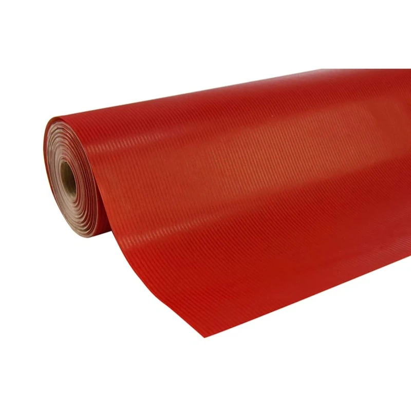 Clairefontaine - Ref 507256C - Nature Kraft Long Roll Wrapping Paper (Single Roll) - 70cm Width x 250m Length, 60gsm Ribbed Kraft Paper - Solid Red Colour