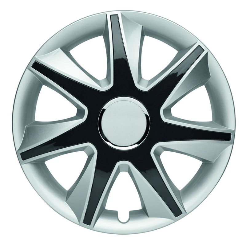 ALBRECHT automotive 49474 Car Wheel Trims RUN IV 14 '' inches, 1 Set of 4 Units, Silver/Black Hubcaps, Wheel Hub Caps