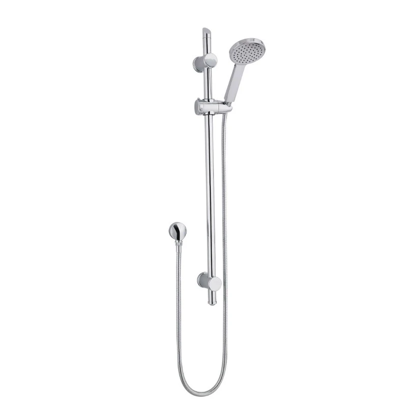 Nuie JTY035 ǀ Modern Bathroom Round Water Saving Rectangular Slide Rail Kit with Air Induction Handset and Outlet Elbow, 820mm x 96mm, Chrome, Set of 5 Pieces
