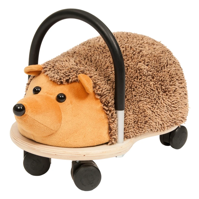 Wheelybug Toddler Wooden Ride-On Animal with Interchangeable Plush Cover, Safety Certified Developmental Toy, Small (1 - 3 Years), Plush Hedgehog