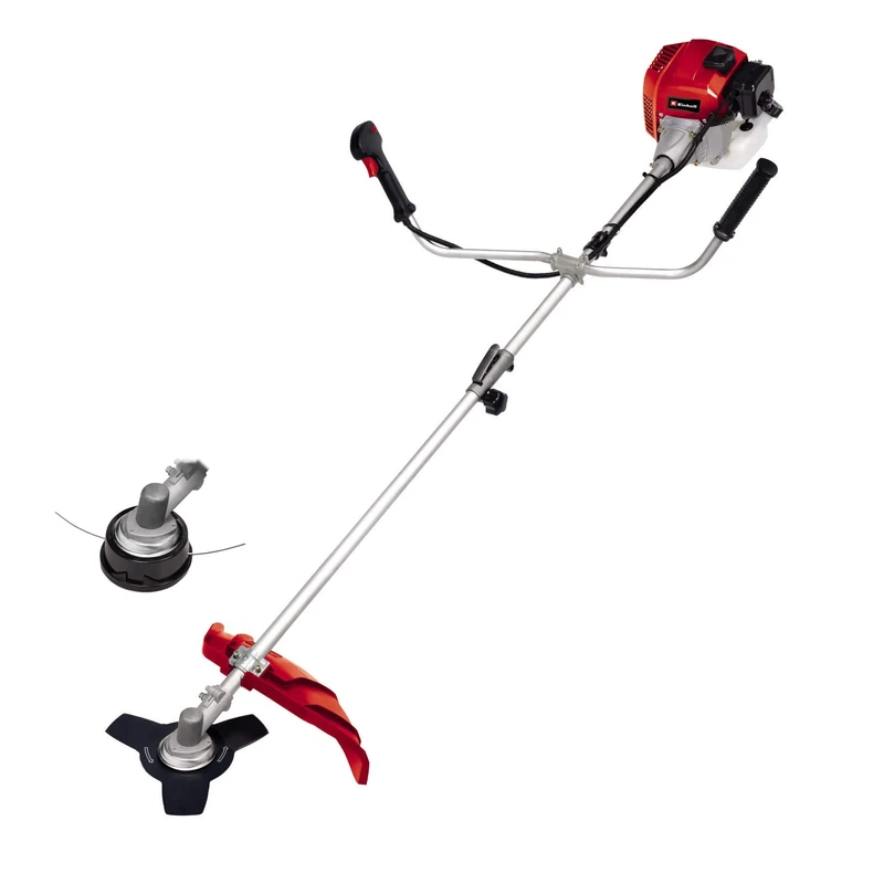Einhell GH-BC 43 AS Petrol Brush Cutter - Powerful 1250W 2-in-1 Grass Trimmer and Scythe, 2-Stoke Engine, Metal Blades, 255/420mm Cutting Width, Bump Fed Spool - Petrol Strimmer With Harness