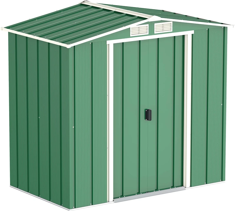 Duramax ECO 6 x 4 (2.47 m2) Metal Garden Storage Shed, Hot-Dipped Galvanized Metal Garden Shed, Tool Storage Shed, Strong Reinforced Roof Structure, Maintenance-Free Metal Shed, Green