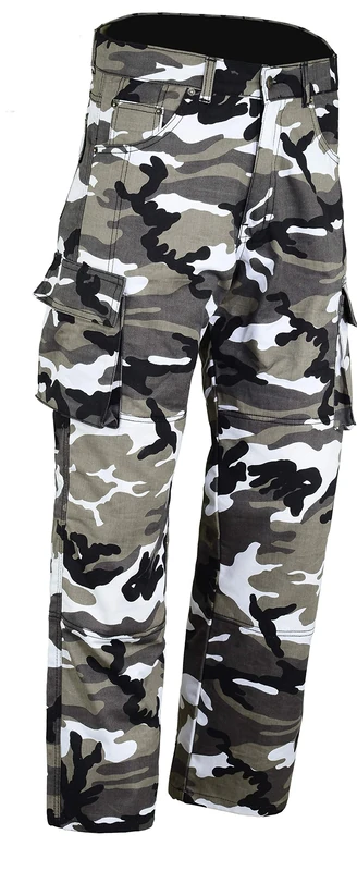 Bikers Gear Australia Kevlar Lined Protective Motorcycle Cargo Trouser Kevlar Jeans with Removable CE1621-1 Armour, Grey Camo, Size 44L