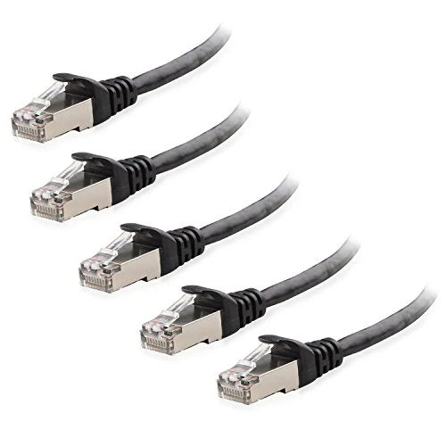 Cable Matters 5 Pack, Cat6a Snagless Shielded (SSTP/SFTP) Ethernet Patch Cable in Black 5 Feet