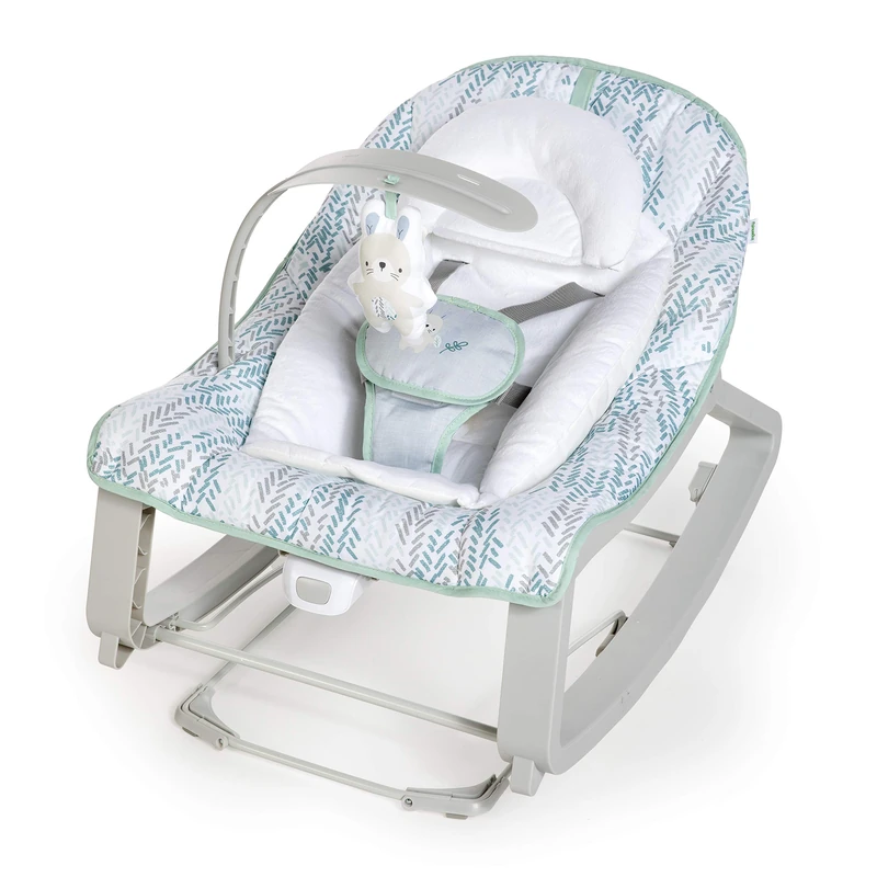 Ingenuity, Evolutive Bouncer and Jumping Seat – Keep Cozy 3-in-1 Spruce, Soothing Vibrations, Play Arch, 5 Harness Points, 2 Tilt Positions, Neutral, from Birth to 18 kg, Grey