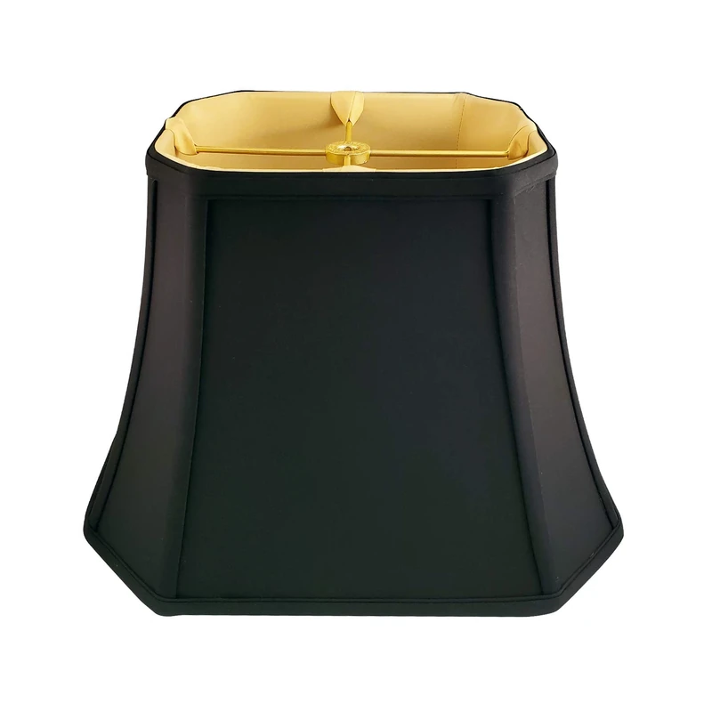 Royal Designs Rectangle Cut Corner Lamp Shade, Black, (5 x 6.5) x (8 x 12) x 10