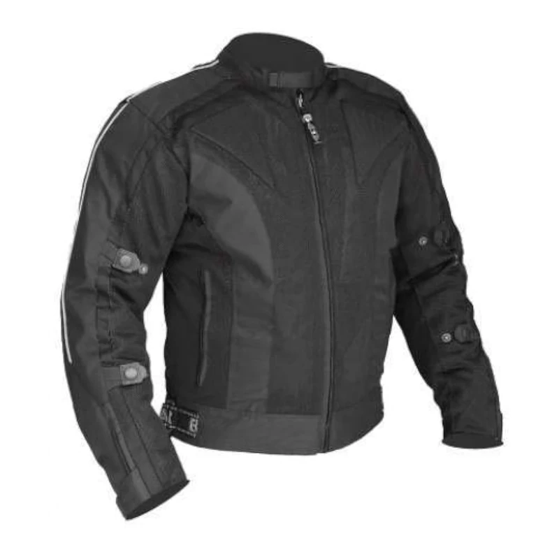 Bikers Gear Australia Chicane Lightweight Summer Air Flow Mesh Vented Motorcycle Jacket with CE 1621-1 Removable Armour Waterproof Liner Cordura, Black XL (Chest 42")