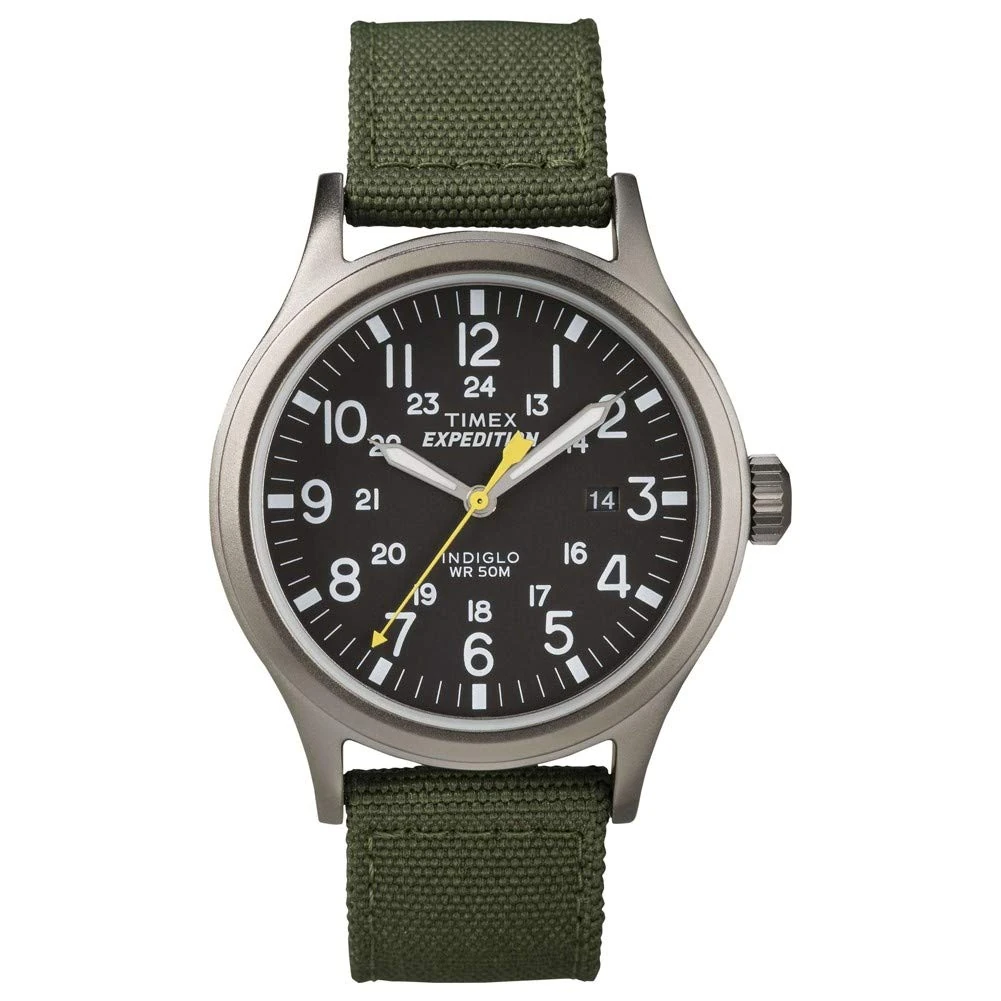 Expedition Men's Quartz Watch with Black Dial Analogue Display and Green Nylon Strap T49961SU
