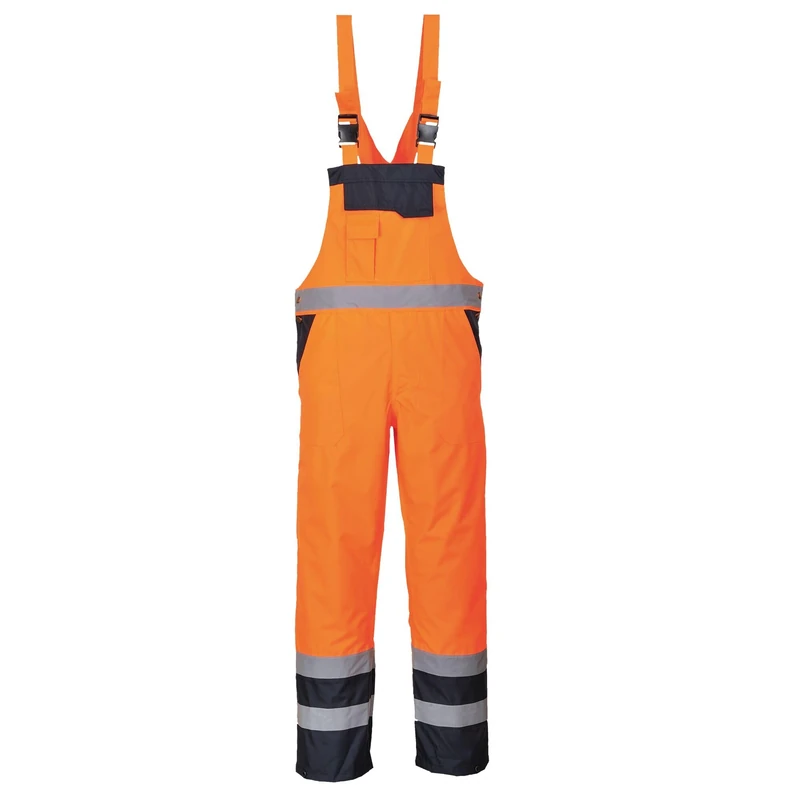 Portwest Contrast Bib and Brace - Lined, Size: XL, Colour: Orange, S489ORRXL