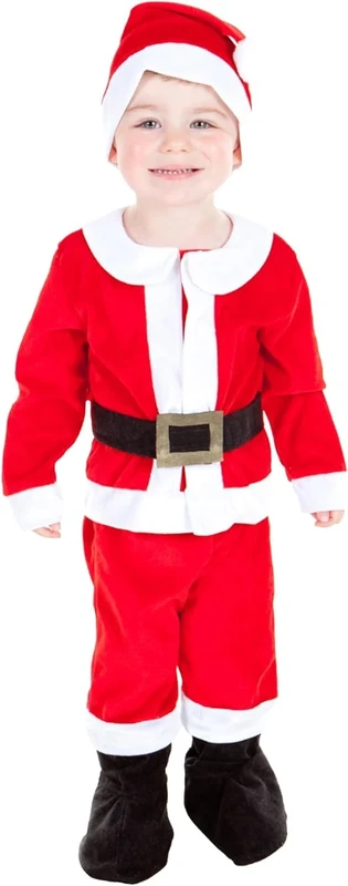 PRETEND TO BEE Little Santa Dress Up Costume for Kids - Ideal for Christmas, 3 Piece Velour Set, 3-5 Years - Image 1