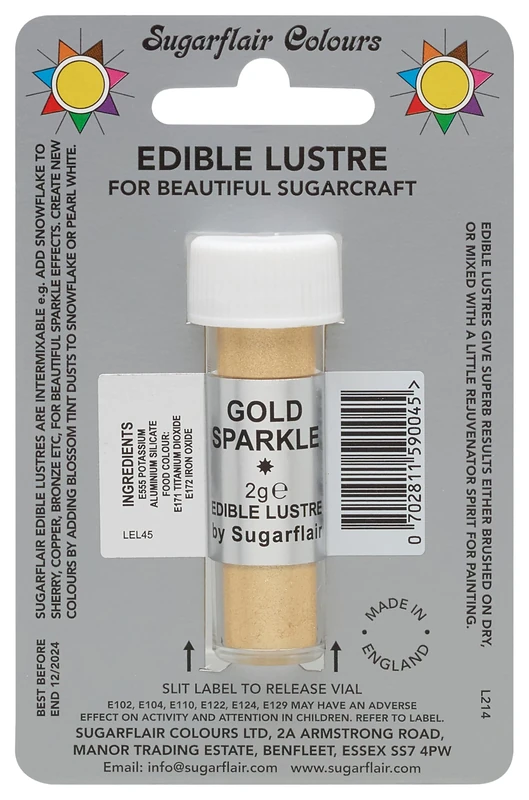 Sugarflair GOLD SPARKLE Edible Lustre Dust Powder - Cake Decorating Shimmer - Add a Shimmering Sheen to Cake Decorations, Bakes, Icing, Pastes & Chocolate 2g