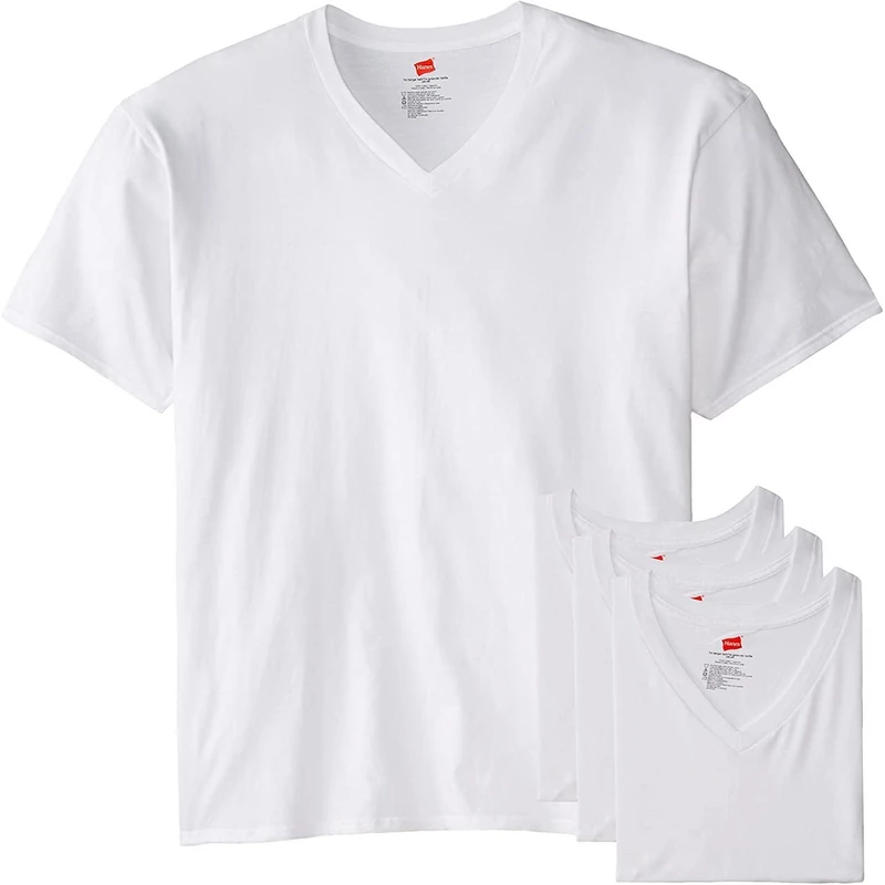 Hanes Men’s Tall Cotton V-Neck Tagless Undershirts, Multipack, White, XL Tall