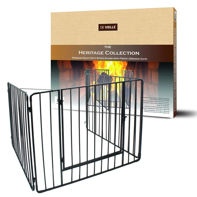 De Vielle Child Safety Fire Guard Screen Hearth Gate, Metal, Black, 91 x 76 x 70 cm - Image 1