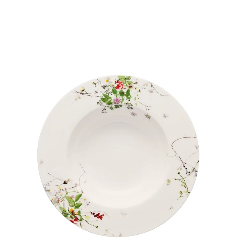 Rosenthal Brillance Fleurs Sauvages Soup Plate with Wing, Porcelain Bone, Multi-Colour, 23 cm