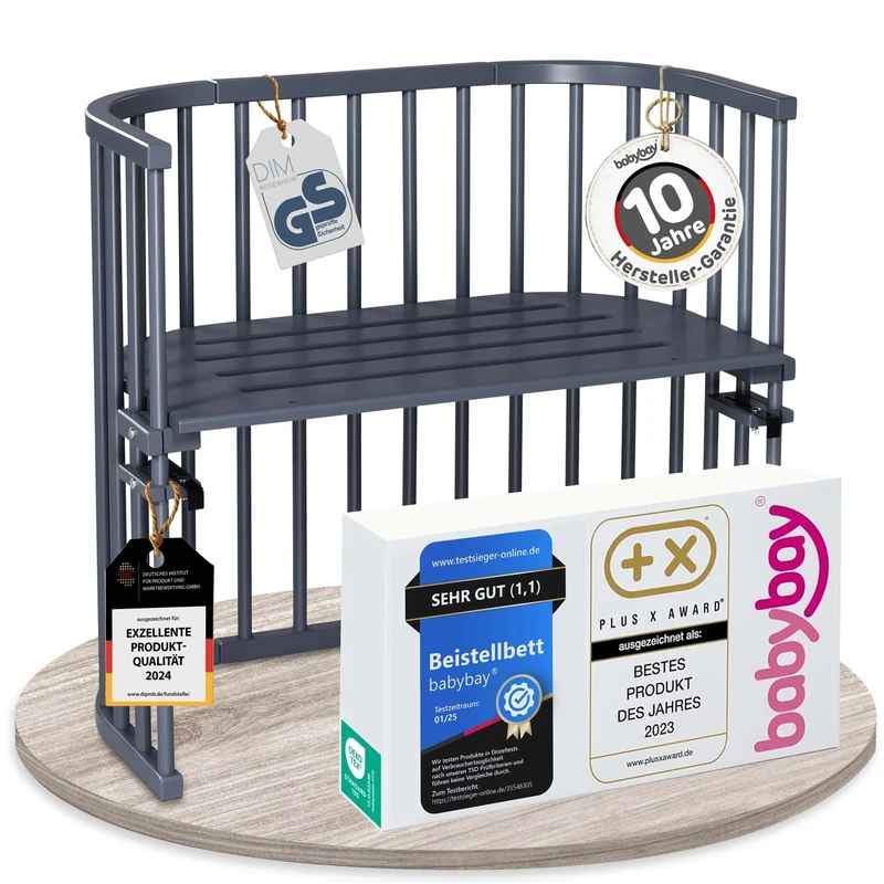 Babybay Original Varnished Cot, Grey