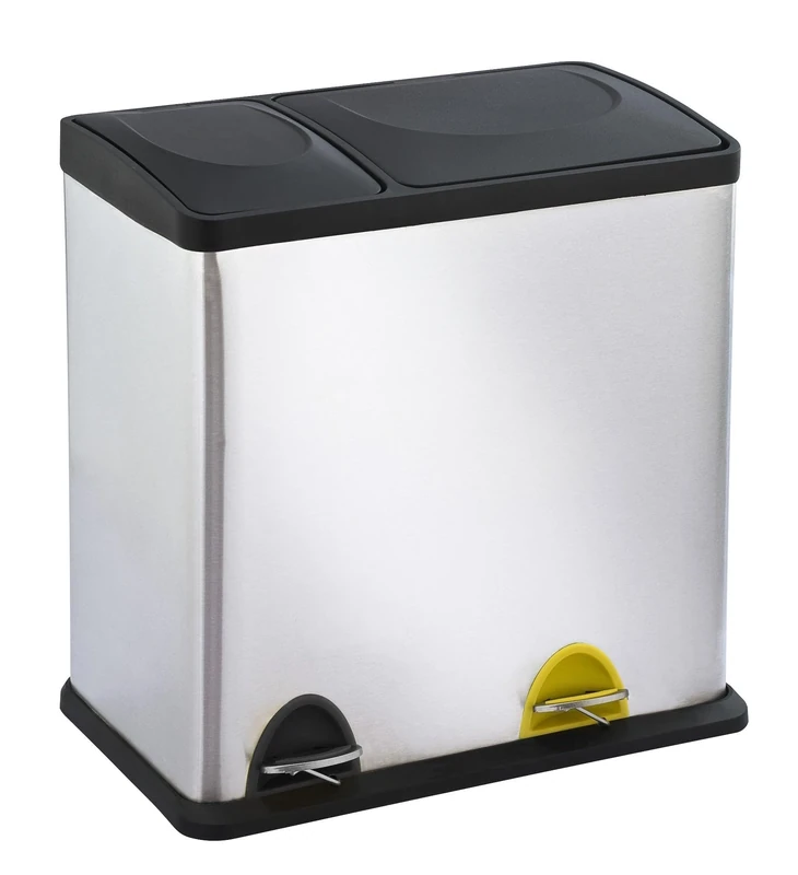 KITCHEN MOVE 958048B AS Poubelle Tri sélectif 24+12L, Inoxydable, Acier Brossé, 48x27x49 cm