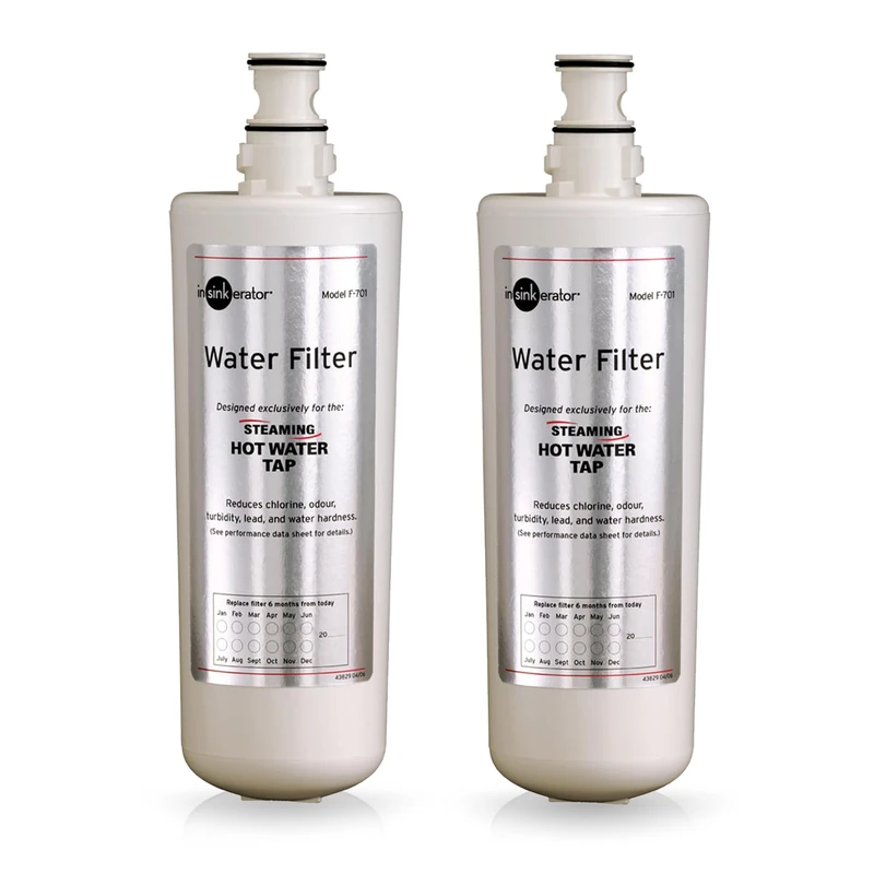 InSinkErator F-701R Under Sink Water Filter, Tap Water Purifier for Clean Drinking Water, Exclusively for Hot Water Tap, 454 Litre Capacity, 2 Pack