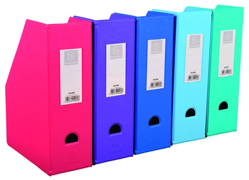 Exacompta - Ref 90180E - PVC Magazine File - Suitable for Storing A4 Documents,100mm Spine, Construction from 2mm Rigid PVC, Finger Hole & Label on Spine - Assorted Colours (Pack of 10)