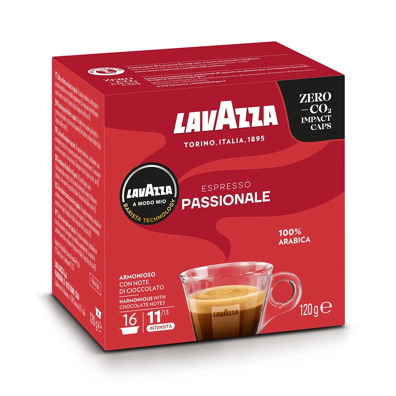 Lavazza, A Modo Mio Espresso Passionale, 256 Coffee Capsules, with Aromatic Notes of Caramel and Chocolate, 100% Arabica, Intensity 11/13, Dark Roasting, 16 Packs of 16 Pods - Image 1