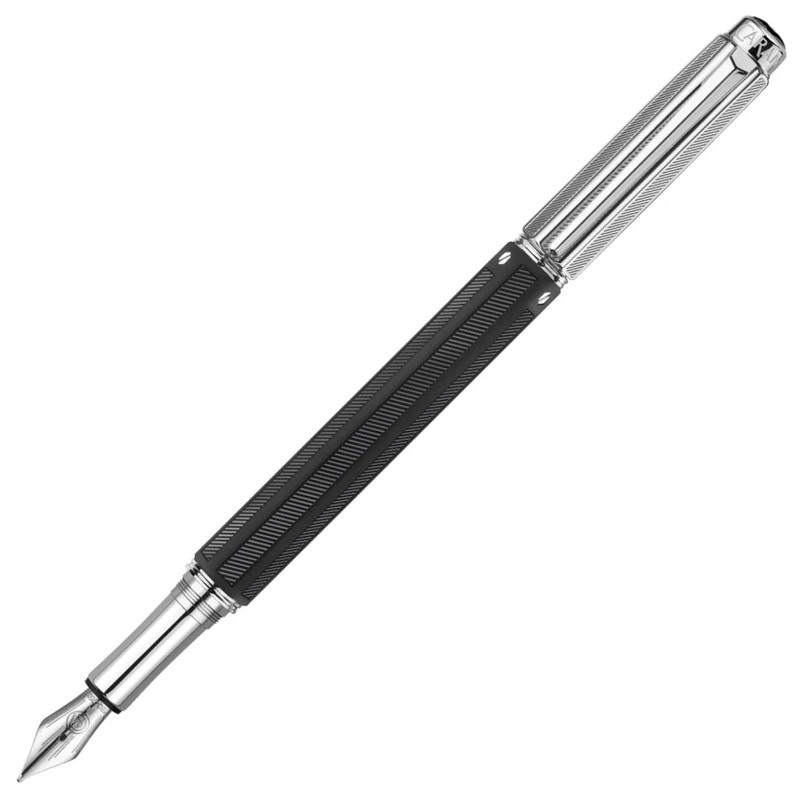 Caran d'Ache Varius Rubracer Silver Plated Medium Fountain Pen- Black