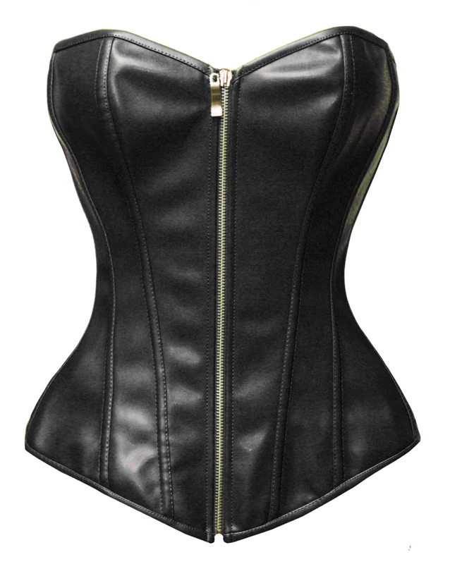 Bslingerie® Womens Faux Leather Corset Top (Black, XXL)