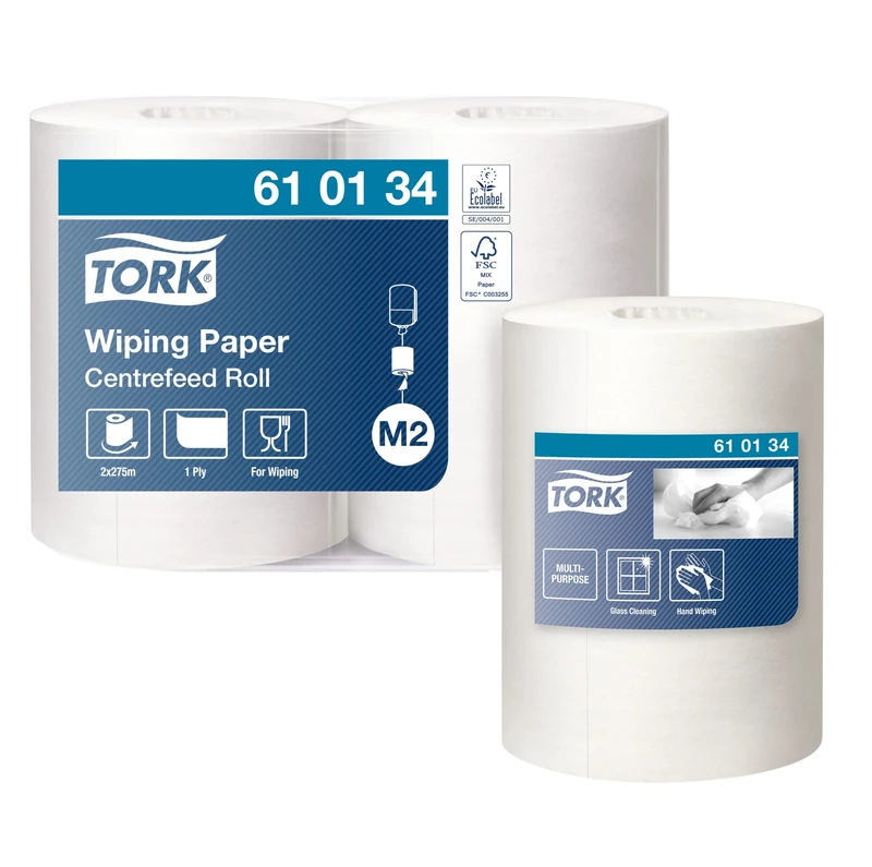 Tork Centrefeed Wiping Paper Roll White M2, Hand and Surface Wiping, 2 x 275m, 610134