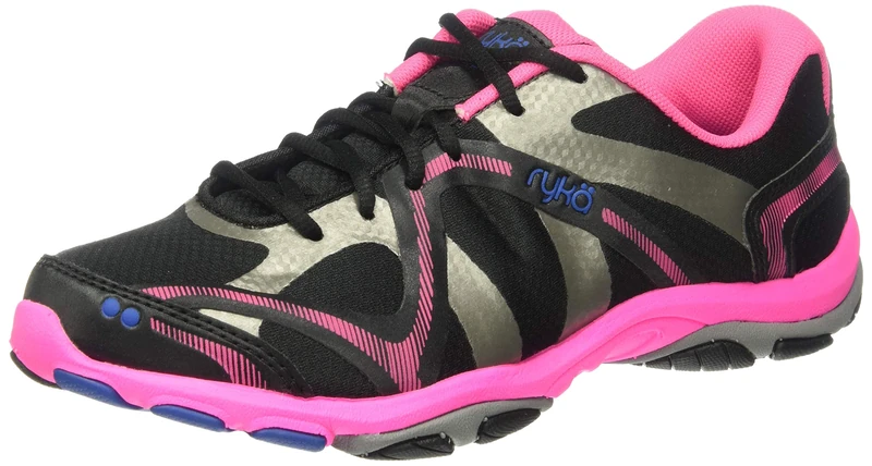 Ryka Women's Influence Cross Trainer, Black/Atomic Pink/Royal Blue/Forge Grey, UK 2