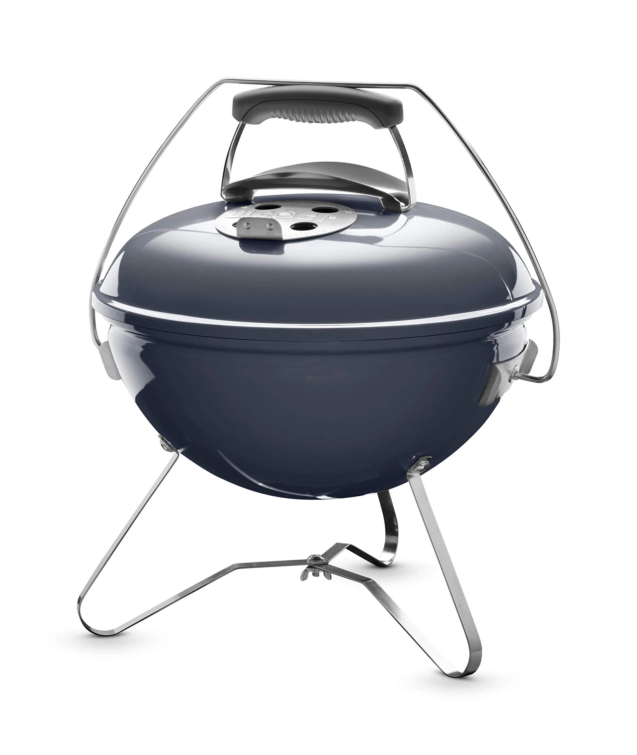 Weber Smokey Joe Premium Charcoal Barbecue/Portable Design, Porcelain-Enamelled Lid & Bowl, 37 cm Cooking Surface, Tuck-N-Carry Handle, Slate Blue