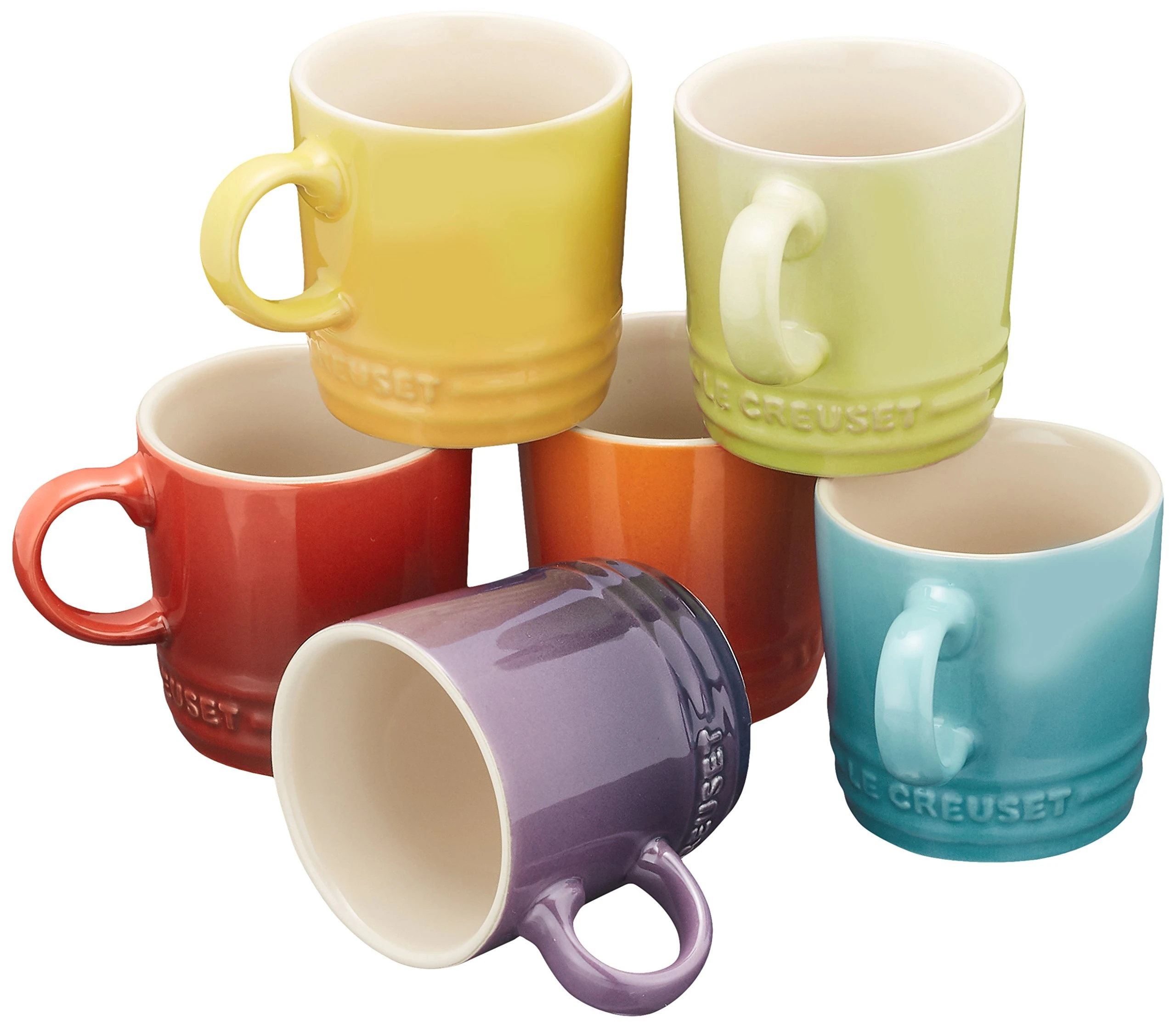 LE CREUSET Stoneware Espresso Mugs, Set of 6, Multi-Colour