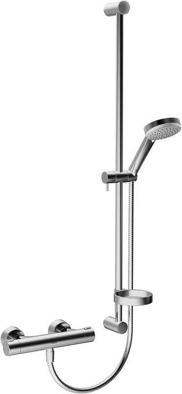 Hansa Hansa Prism Thermostatic Shower Mixer Tap Hand Shower 3 Jet Types Chrome-Plated Renovation Set, 48080131