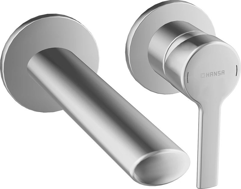 Hansa Hansaronda for Pre-Mounted 2–Hole Washbasin Wall Tap Projection 182 MM, Chrome-Plated, 03832273