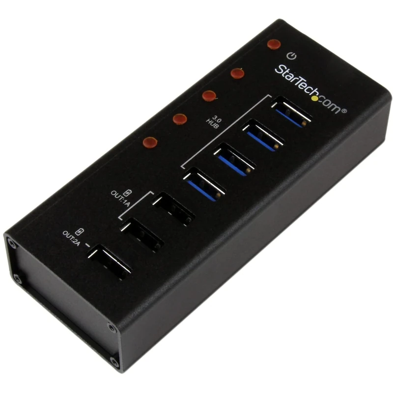StarTech.com 7 Port USB 3.0 Charging Hub - 4 x USB-A, 3 x USB-A Dedicated Charging Ports - Powered Mountable USB Charging Station (ST4300U3C3)