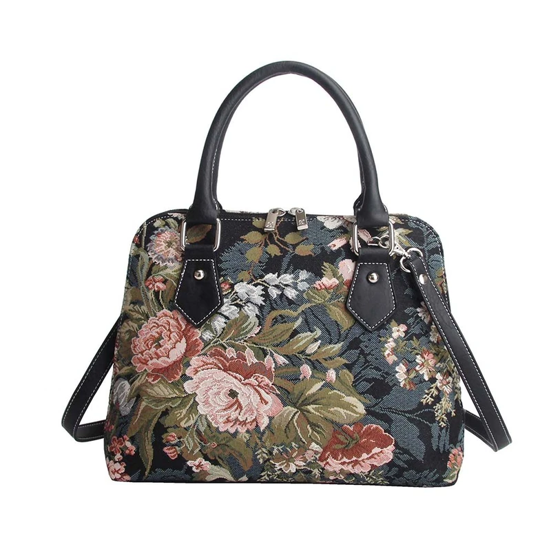 Signare Tapestry Hand & Shoulder Bag for Women |Fashionable Cross Body bag Purses for Woman |Satchel Bag for Women Girls Teen, Peony, Convertible Bag - Image 1