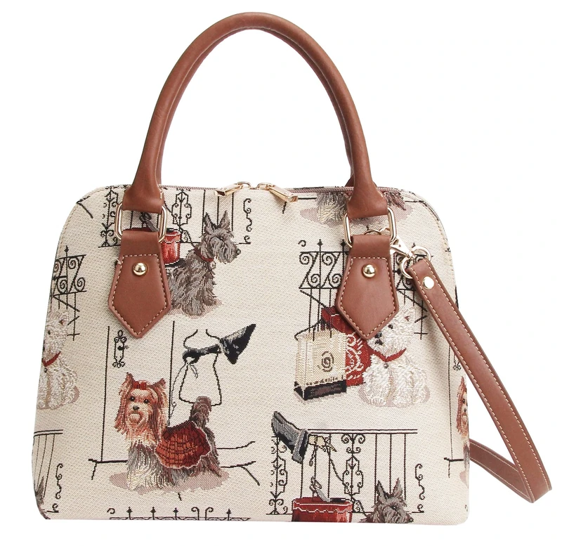 Signare Tapestry Hand & Shoulder Bag for Women |Fashionable Cross Body bag Purses for Woman |Satchel Bag for Women Girls Teen, Fashion Dog, Convertible Bag