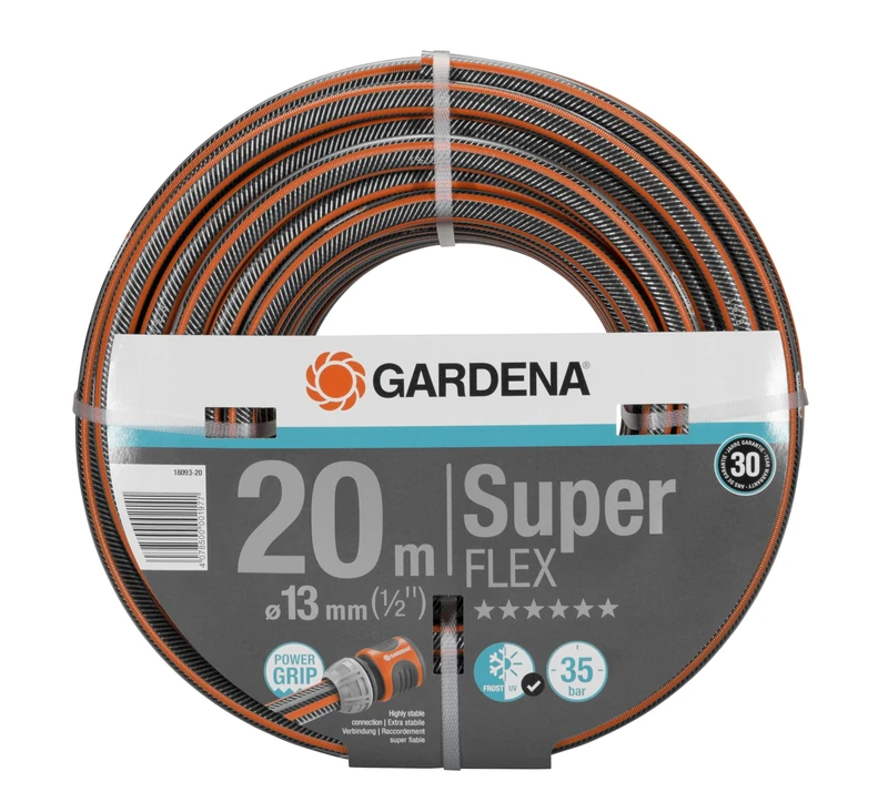 Gardena Premium Superflex Hose 13 mm (1/2 inch), 20 m: Garden Hose with Power-Grip Profile, 35 bar Bursting Pressure, Highly Flexible, dimensionally Stable, UV Resistant (18093-20)