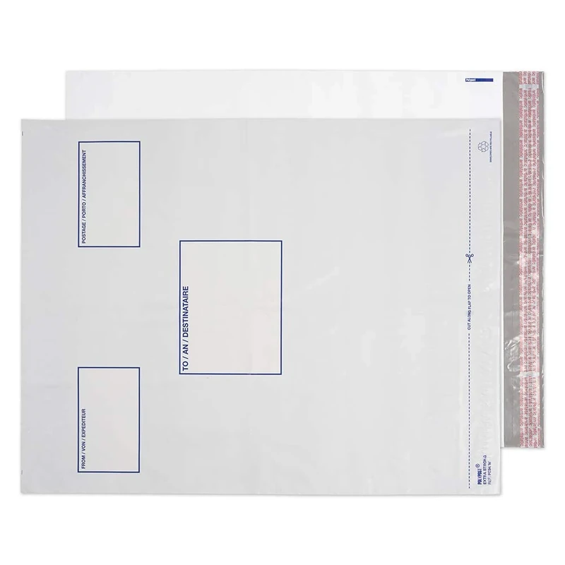 Blake Purely Packaging 525 x 450 mm Polypost Polythene Mailing Bag Envelopes Peel and Seal (PE94/W) White - Pack of 5 (100 per pack)