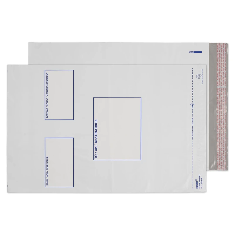 Blake Purely Packaging - White Parcel Bags C3+ (330 x 430mm) - Pack of 100 - Tamper Proof & Waterproof - 50 Micron - Peel & Seal Mailing Bags with Address - Postage Bags/Shipping Bags (PE64/W/100)