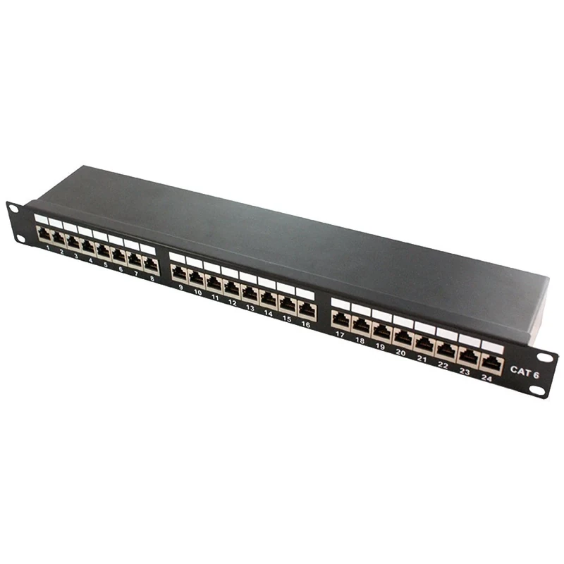 LogiLink NP0048 patch panel - patch panels (Black, Cat6E, 1U, RJ45)