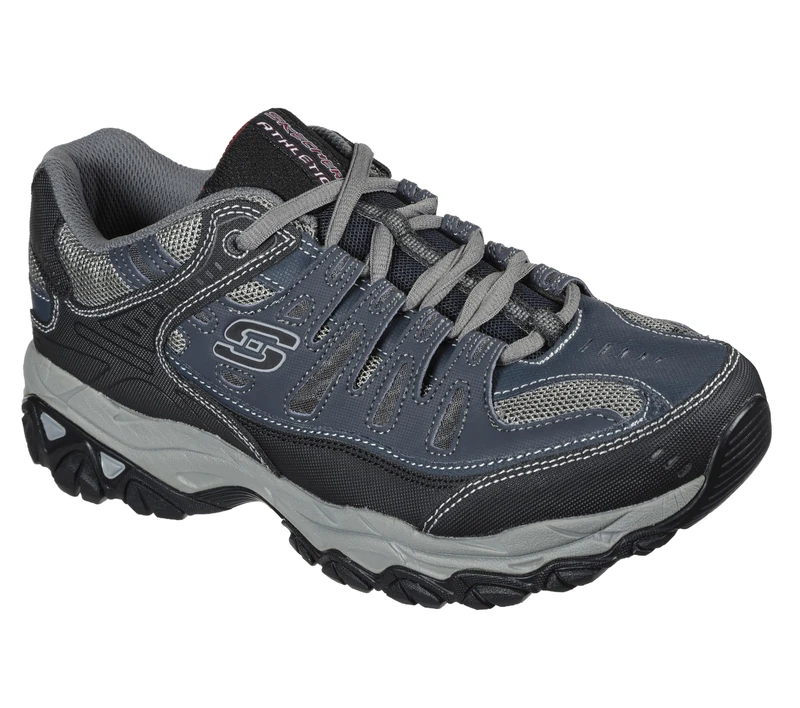 Skechers Men's Afterburn Memory-Foam Lace-up Sneaker, Navy, Large