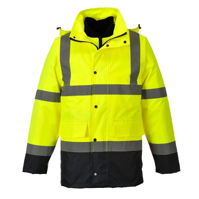 Portwest Hi-Vis 4-in-1 Contrast Traffic Jacket, Size: XXL, Colour: Yellow/Navy, S471YNRXXL