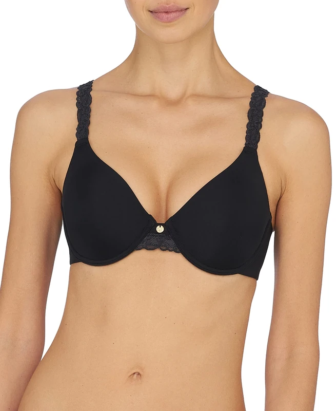 Natori Women's Pure Luxe Custom Coverage Contour Bra, Black Combo, 32B