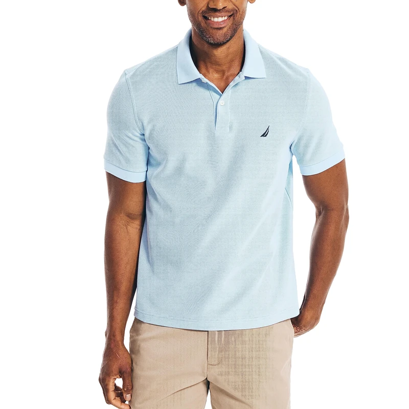 Nautica Men's Classic Short Sleeve Solid Performance Deck Polo Shirt, Noon Blue, XL