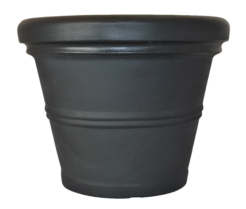 Tusco Products RR20BK Rolled Rim Garden Pot, 20-Inch, Black
