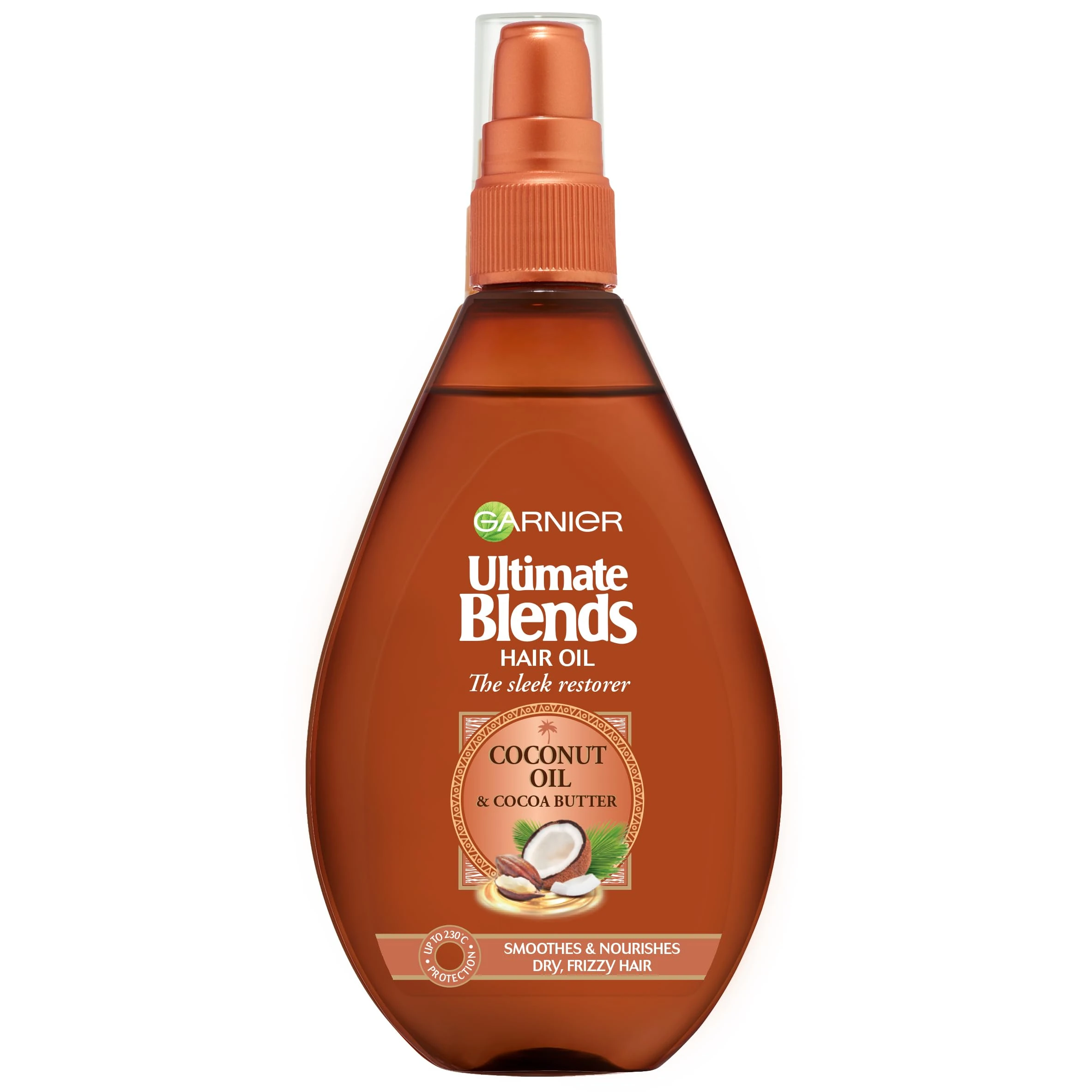 Garnier Hair Oil Serum with Coconut oil and Cocoa butter. Smoothes & Nourishes Dry, Frizzy Hair, Vegan formla, no Silicones. 150ml