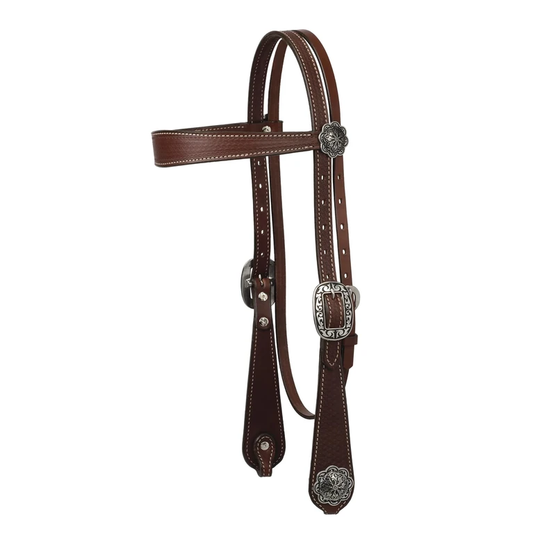 Weaver Leather Basin Cowboy Browband Headstall Brown, One Size