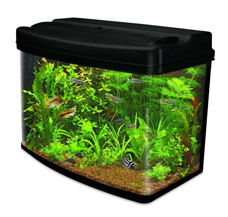 Interpet Fish Pod Glass Aquarium Fish Tank, 64L, with Bright White Lighting, Heater, Thermometer and Easy Care Filter